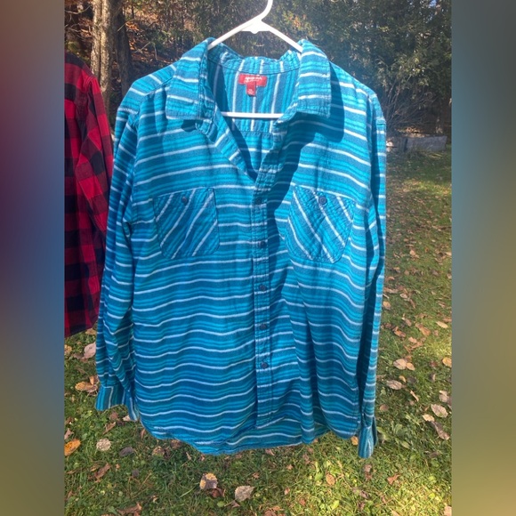 Men’s Flannel Shirt Teal & Grey - Picture 1 of 2